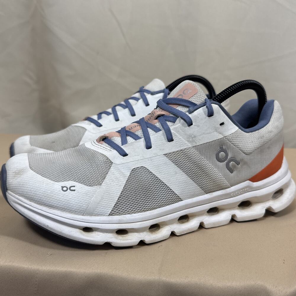 On Cloudflow Womens 10 Running Shoes White Blue Orange CloudTec Athletic Sneaker